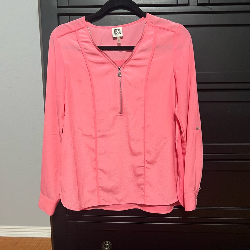 Anne Klein peach blouse Size 4